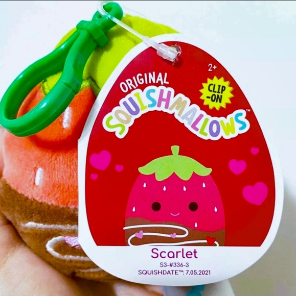 3.5" Squishmallow clip Scarlet strawberry chocolate Valentine's Day KellyToy - Picture 2 of 2